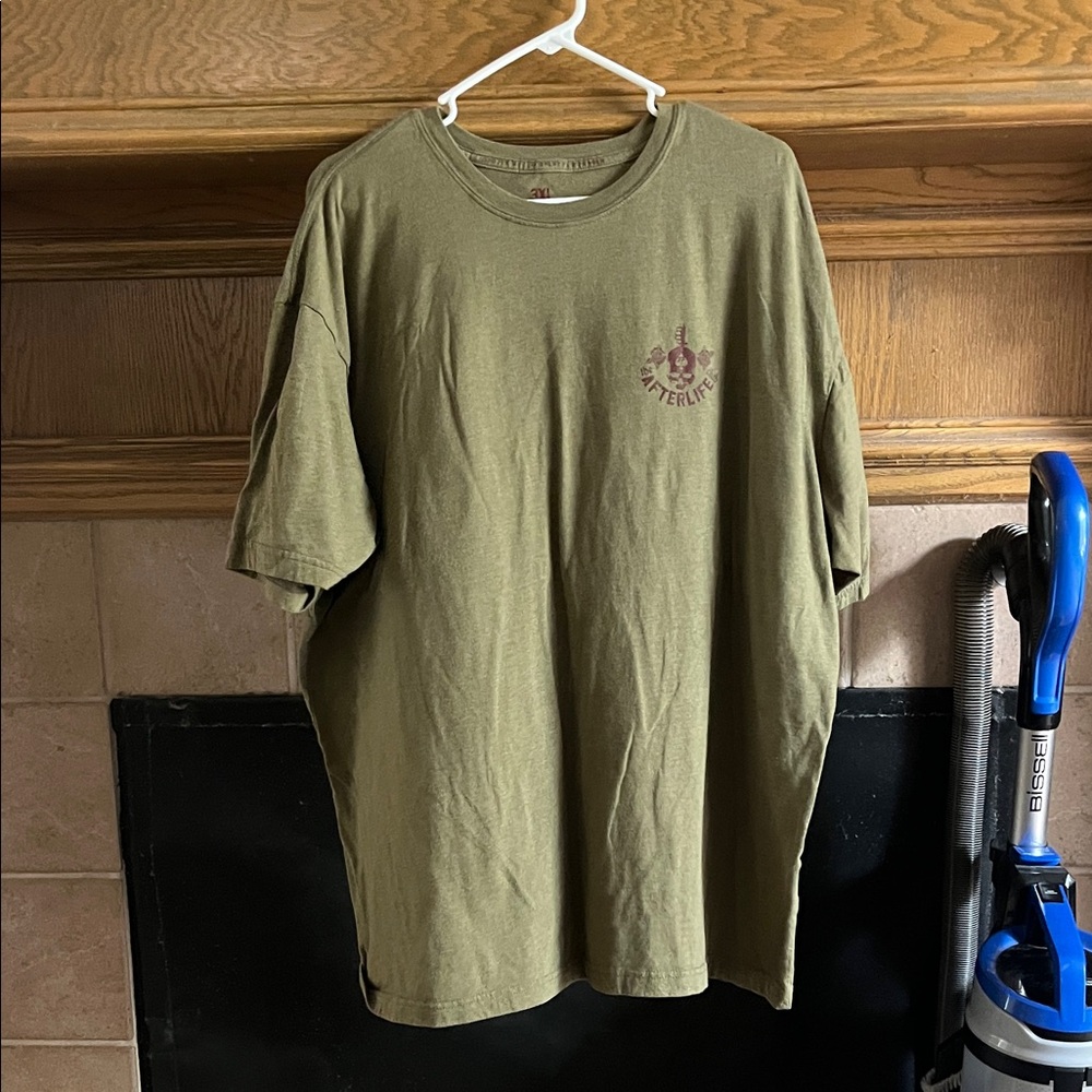 Army Green T-Shirt with Purple Graphic